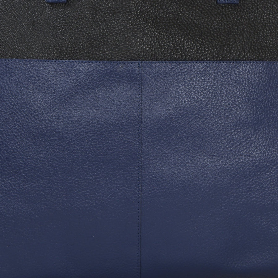 Royal Blue Two Tone Horizontal Leather Tote Brix and Bailey Ethical Leather Bag Brand 