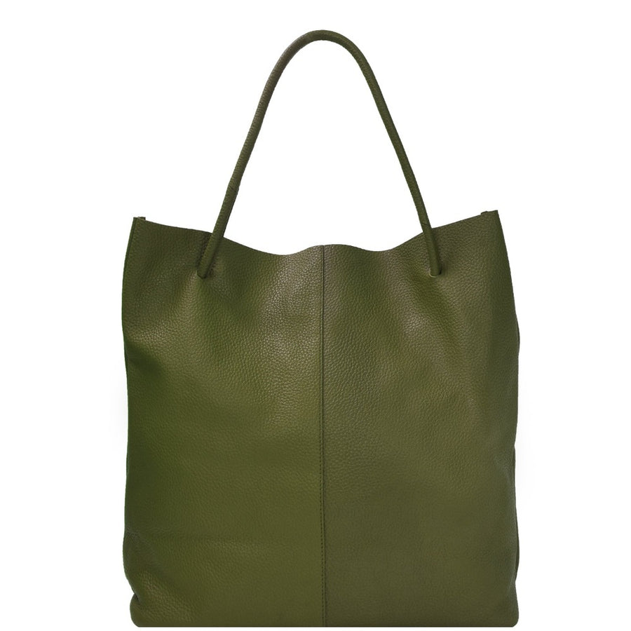 Olive Green Drawcord Leather Hobo Shoulder Bag Brix Bailey Ethical Sustainable Leather Bag Brand