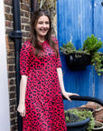 Red Leopard Midi Breastfeeding Dress | MilkyMoon