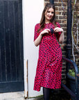 Red Leopard Midi Breastfeeding Dress | MilkyMoon