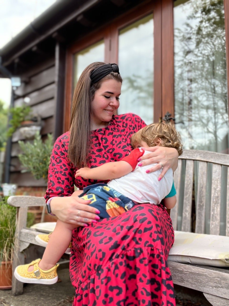 Red Leopard Midi Breastfeeding Dress | MilkyMoon