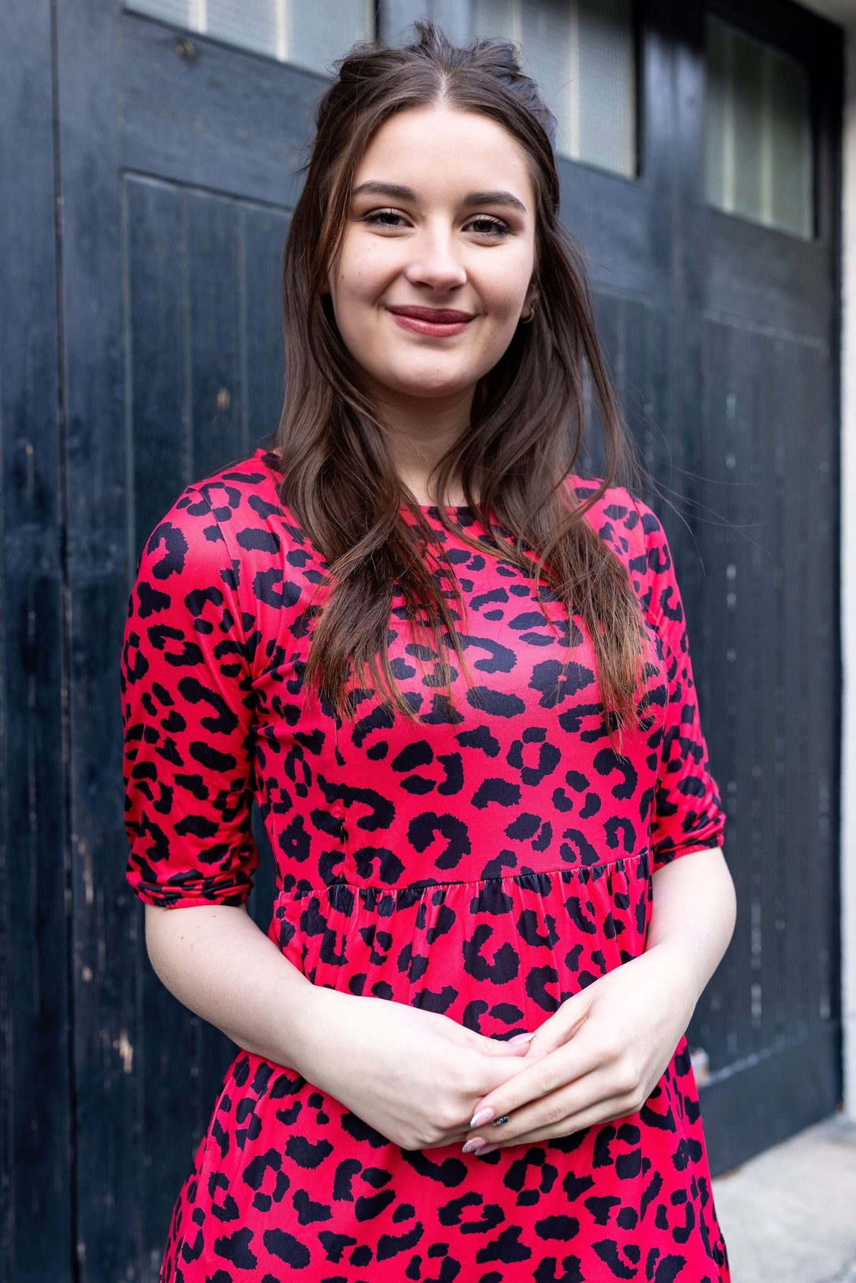 Red Leopard Midi Breastfeeding Dress | MilkyMoon