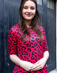 Red Leopard Midi Breastfeeding Dress | MilkyMoon