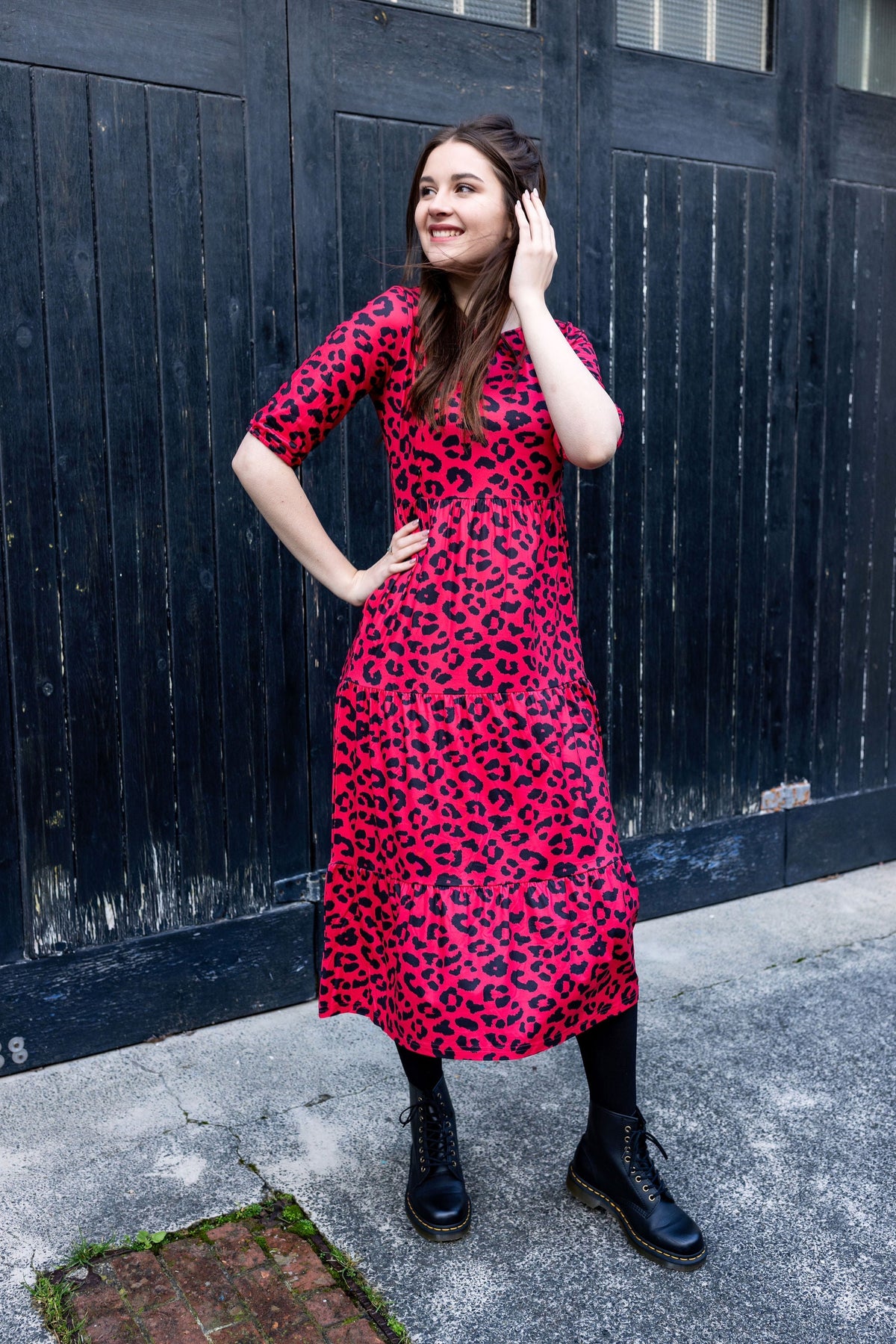 Red Leopard Midi Breastfeeding Dress | MilkyMoon