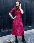 Red Leopard Midi Breastfeeding Dress | MilkyMoon