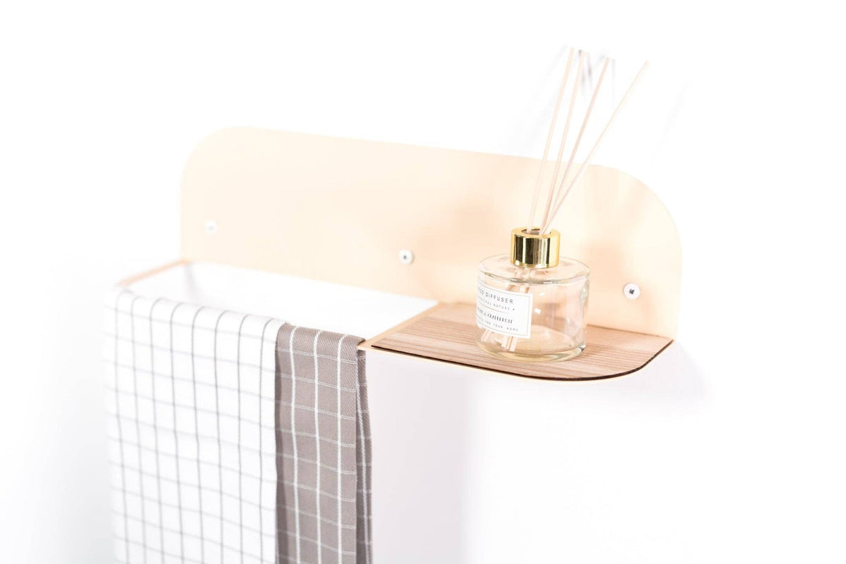 Steel &amp; Wood Towel Rack - Beige