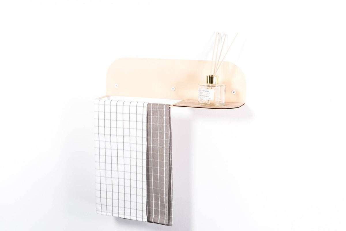 Steel &amp; Wood Towel Rack - Beige