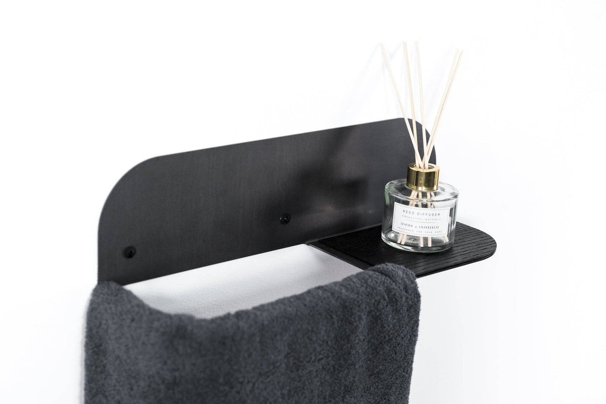 Steel &amp; Wood Towel Rack - Waxed Steel