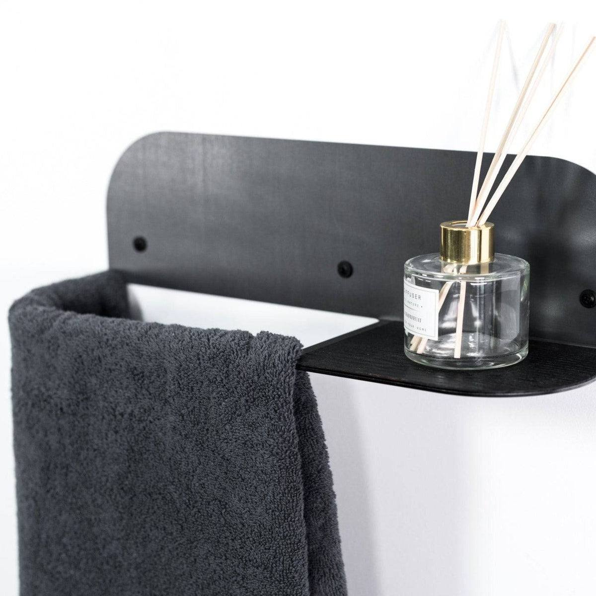 Steel &amp; Wood Towel Rack - Waxed Steel