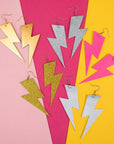 Extra large leopard print lightning bolt earrings