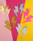 Extra large gold lightning bolt earrings