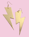 Extra large gold lightning bolt earrings