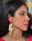 Extra large gold lightning bolt earrings