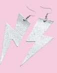 Extra large silver lightning bolt earrings