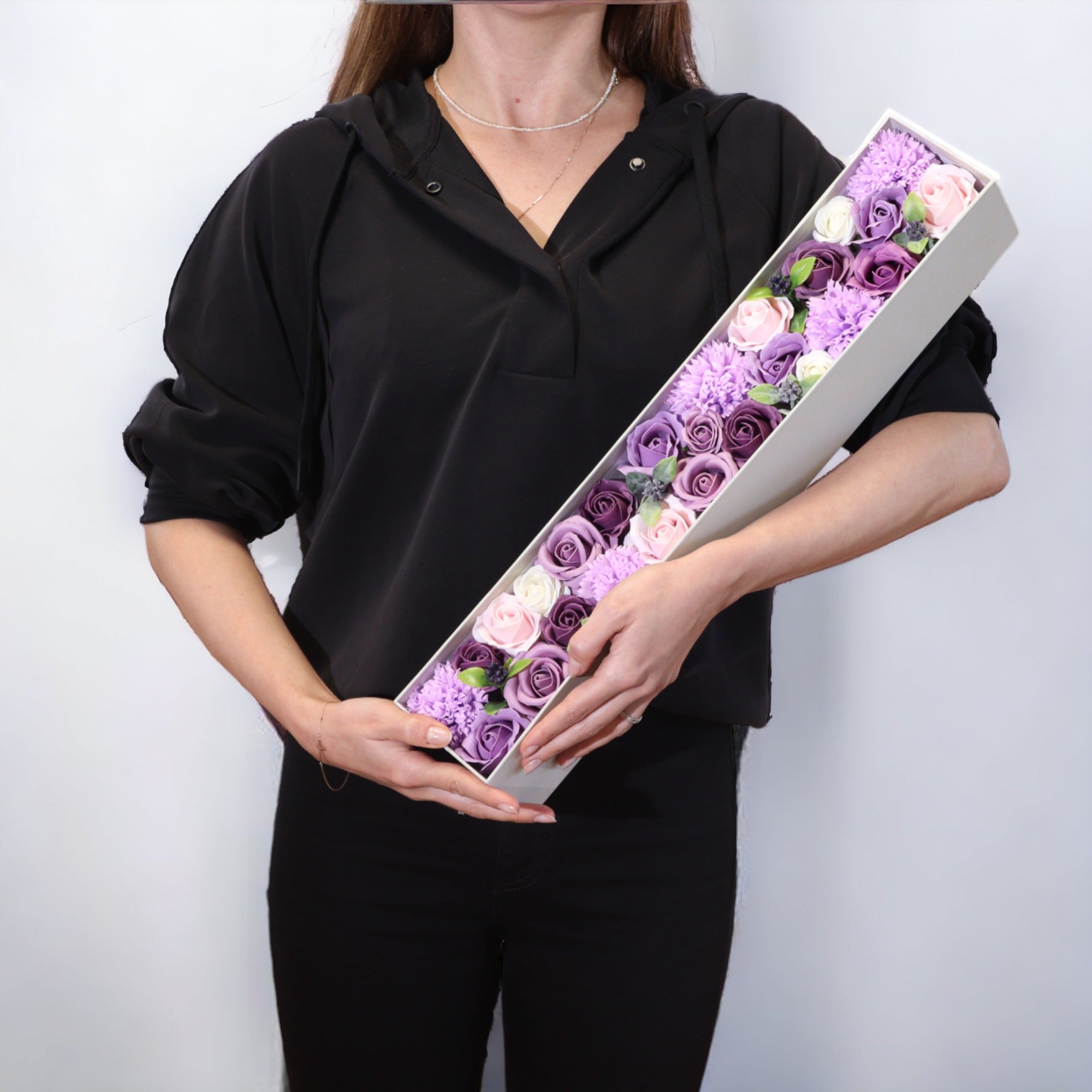 Extra Long - Lavender Rose &amp; Carnation Soap Flower Bouquet