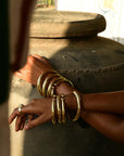 Bold Boho Brass Bangle – Classic Wide Bangle in Smooth Golden Brass