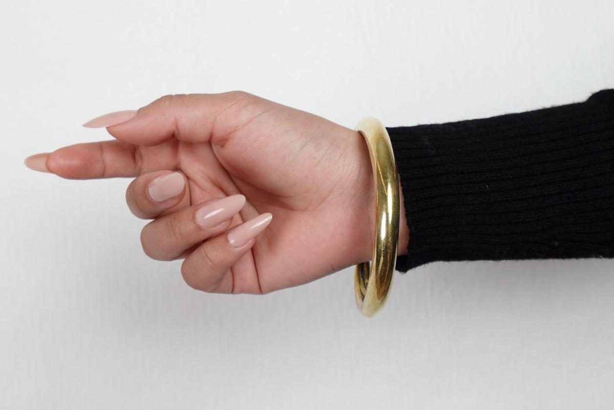 Bold Boho Brass Bangle – Classic Wide Bangle in Smooth Golden Brass