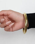 Bold Boho Brass Bangle – Classic Wide Bangle in Smooth Golden Brass