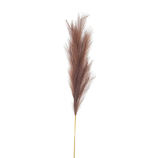 Lifelike taupe artificial pampas grass stem, 120cm tall with feathery plume, perfect for modern home decor by Sostter at brixbailey.com
