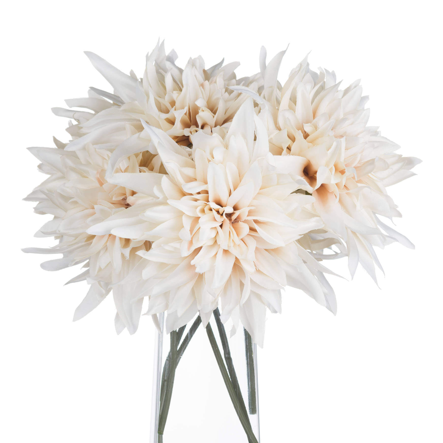 Cream artificial dahlia flower with warm orange tones, lifelike petals, and neutral cafÃ© au lait hues for modern home decor. by RoomLondon at brixbailey.com