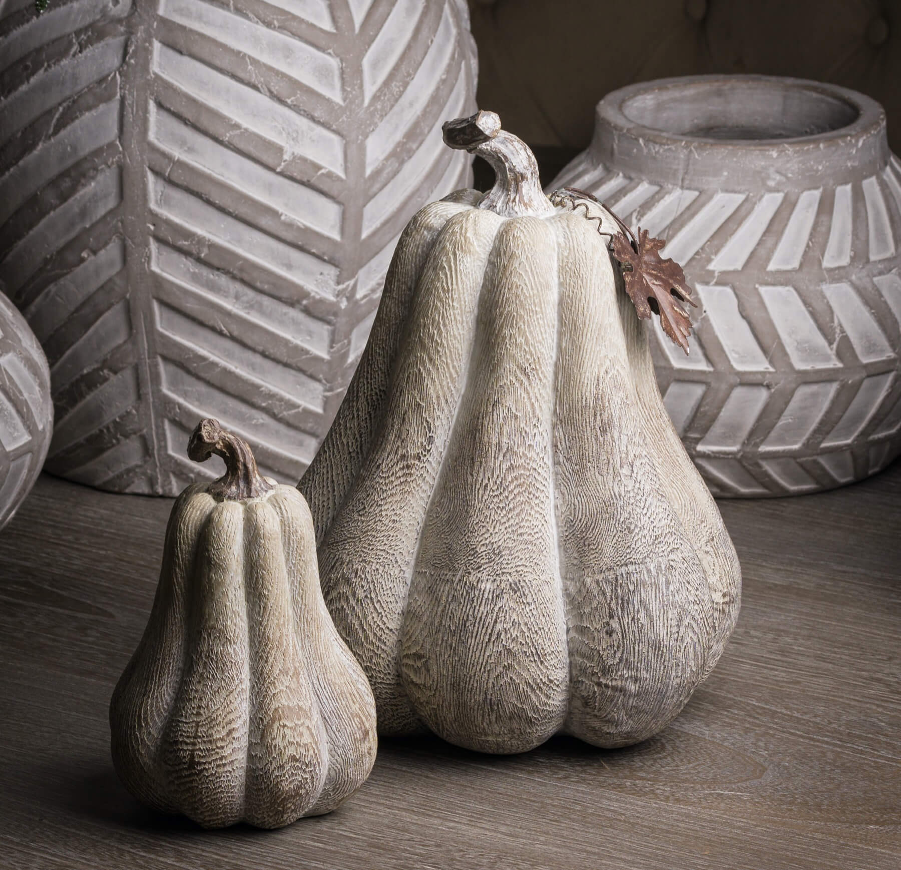 Rustic Grey Wooden Pumpkin