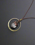 Quartz Necklace inBrass & Leather - Boho | Handmade by Blackbird & Sage