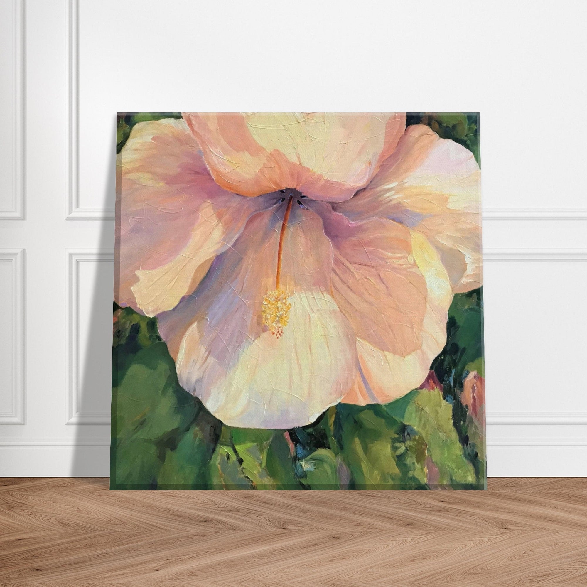 &quot;Hibiscus&quot; 8x8 inch Floral Art Print on Canvas I Original Oil Painting by Barbara Cleary