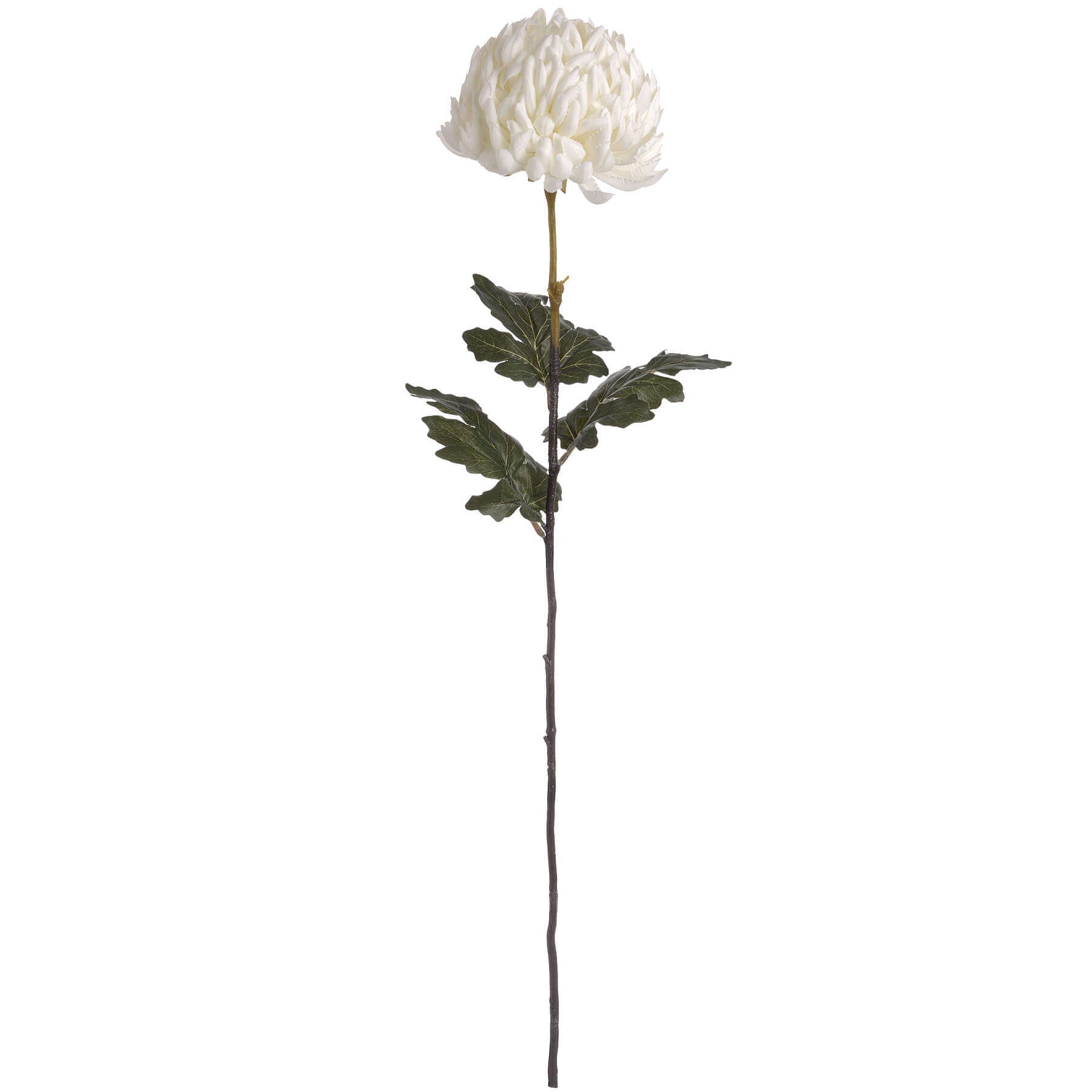 White artificial chrysanthemum stem with hyper-realistic petals, 87cm tall, perfect for home decor arrangements. by Sostter at brixbailey.com