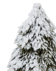 Mini Snowy Cedar Tree with Wood Block Base