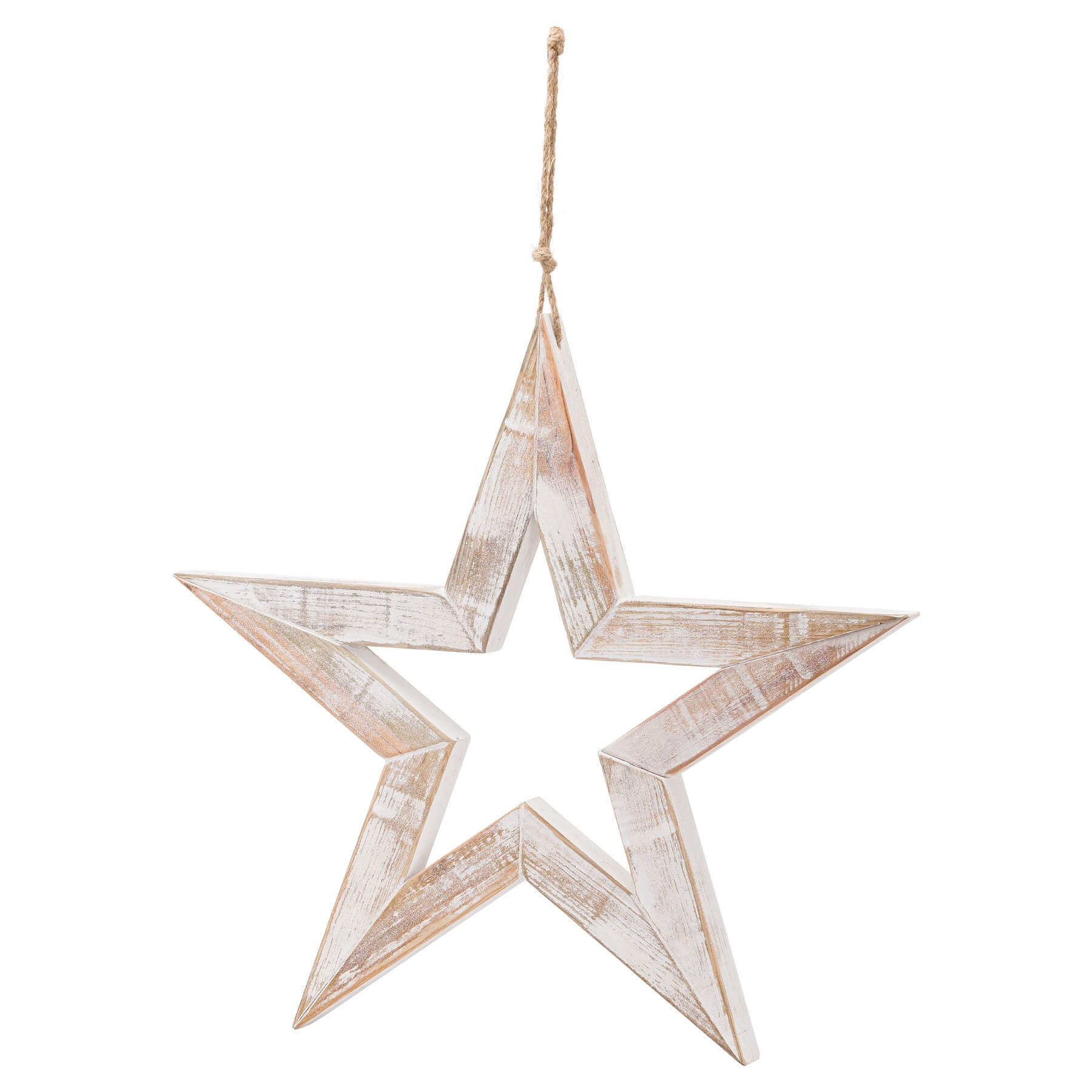 Vintage White Wooden Star Decor | Shabby Chic Sparkle Accent