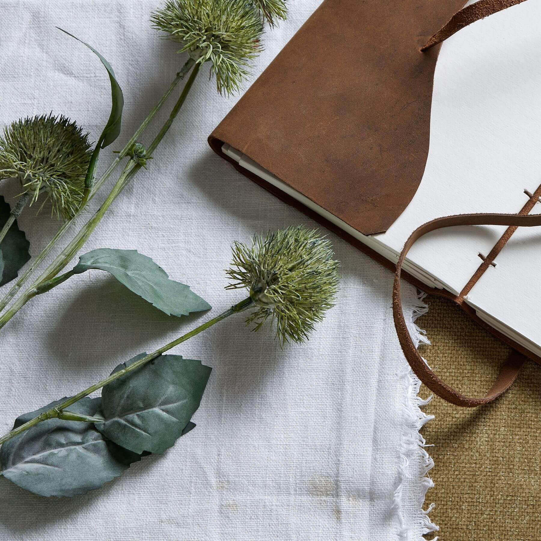 Artificial thistle stem with spherical head in natural green, 32-inch lifelike botanical decor for elegant floral arrangements (124 chars) by sostter at brixbailey.com