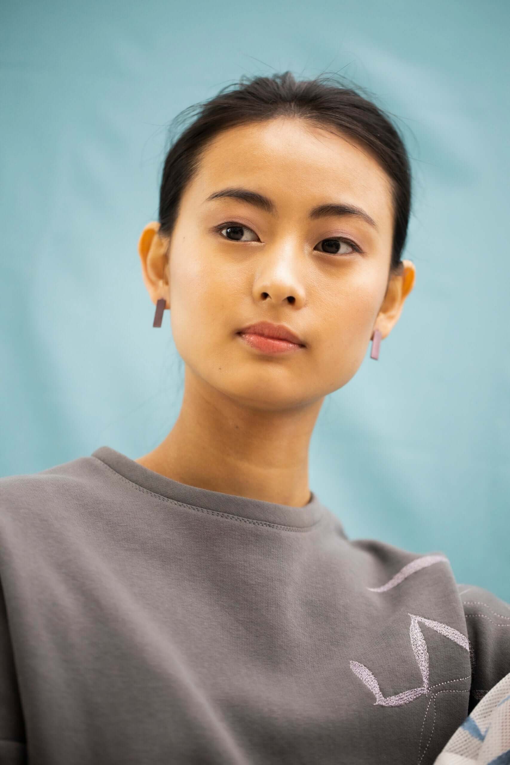 Corner Shaped Purple Statement Earrings