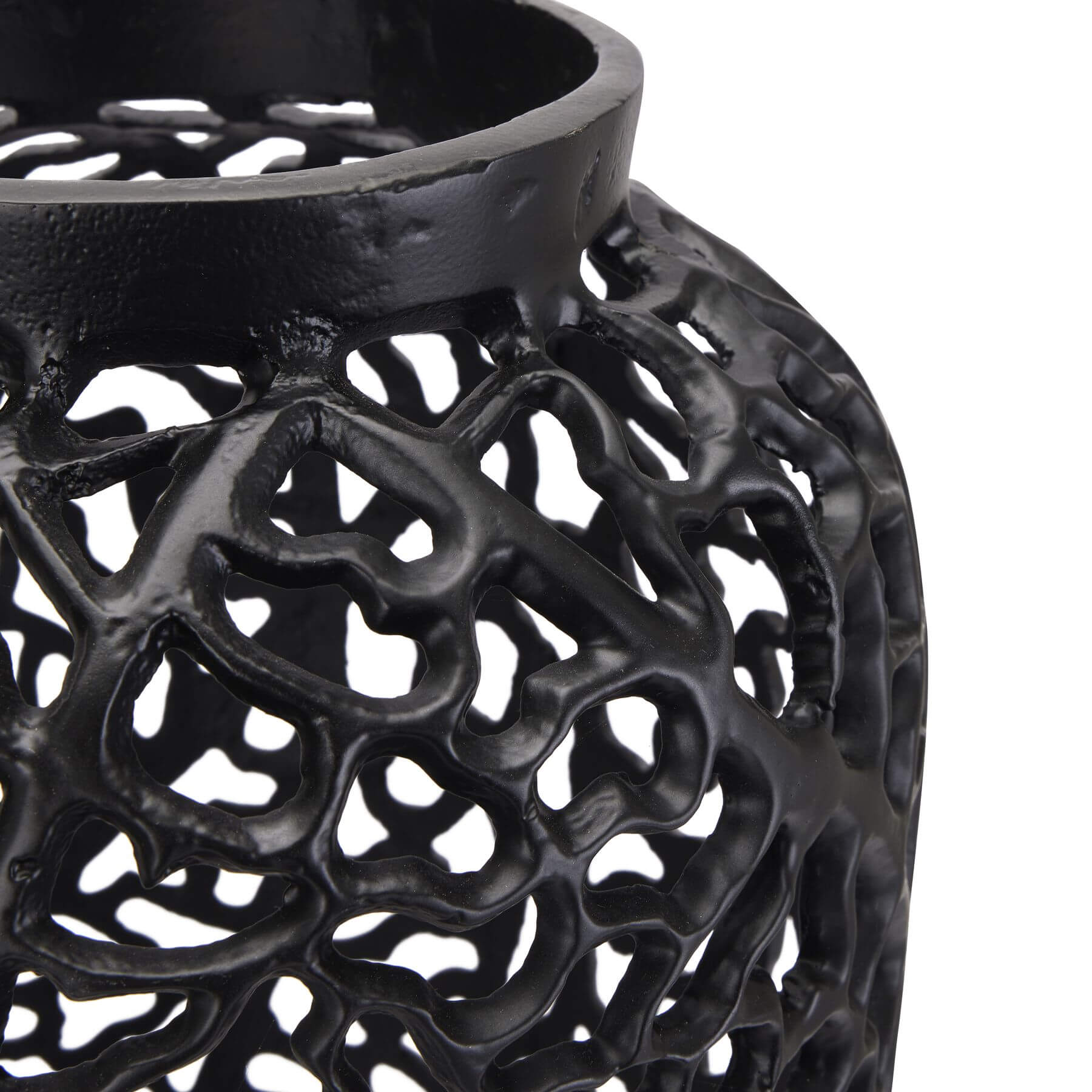 Elegant Black Cast Iron Lattice Vase | Modern Decor
