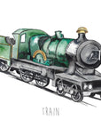 Personalised Watercolour Steam Train wall print