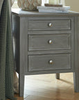 Three Drawer Bedside Table in Distressed Grey