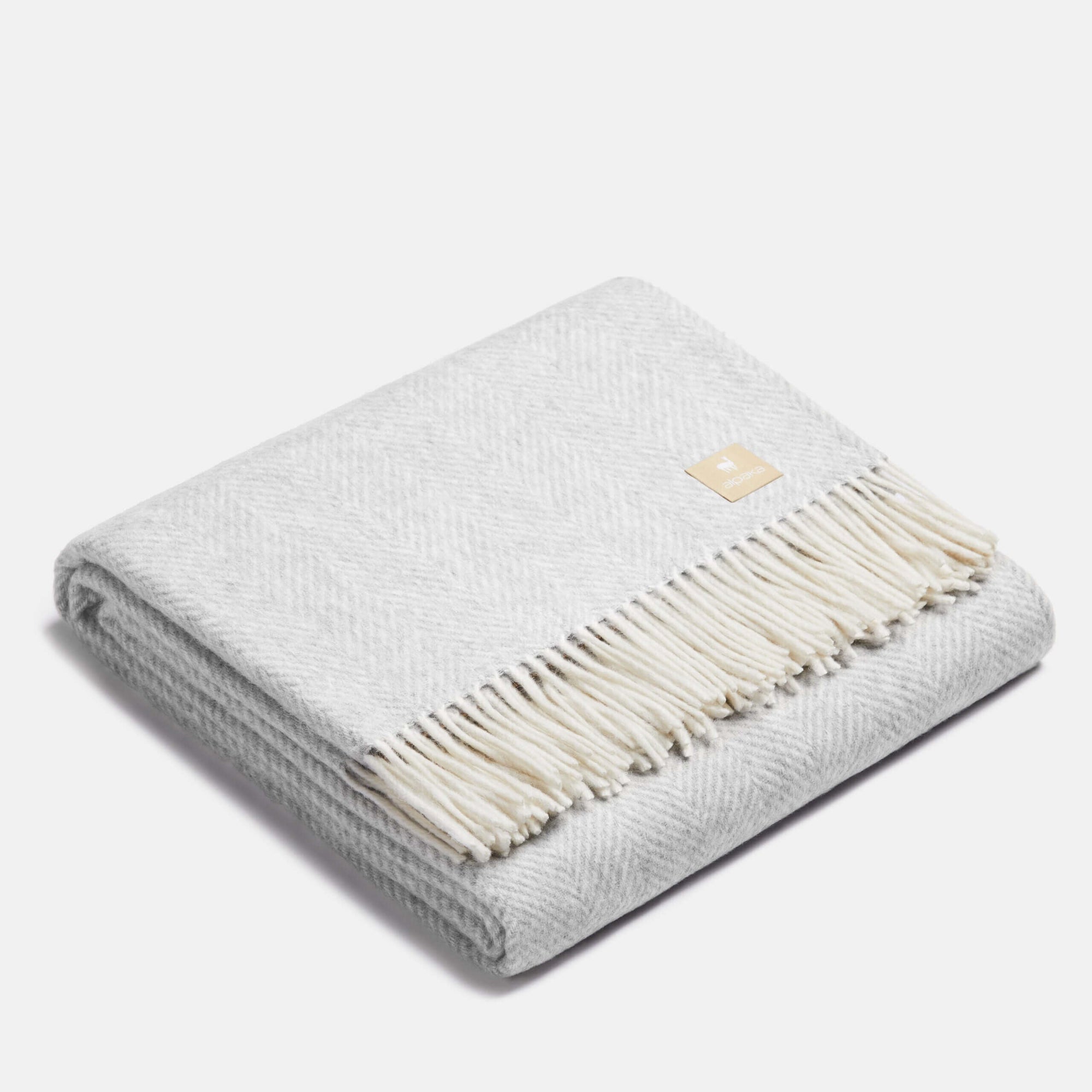 Natural Alpaca Wool Throw Classic Fishbone