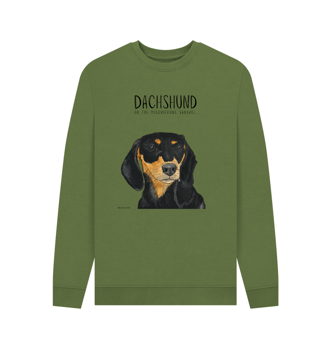 Mischievous Black &amp; Tan Hot Dog Sweatshirt – For the Fearless Doxie Fans!