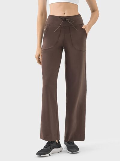 Drawstring Active Pants with Pockets-5