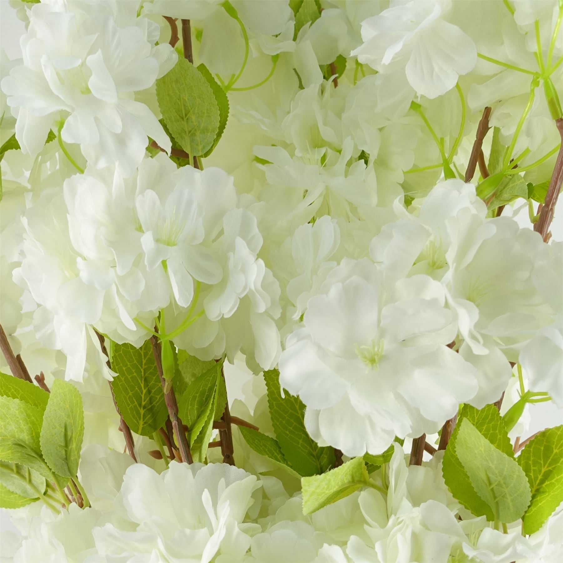 Pack of 6 x Artificial Flowers White Blossom Stem 100cm-2