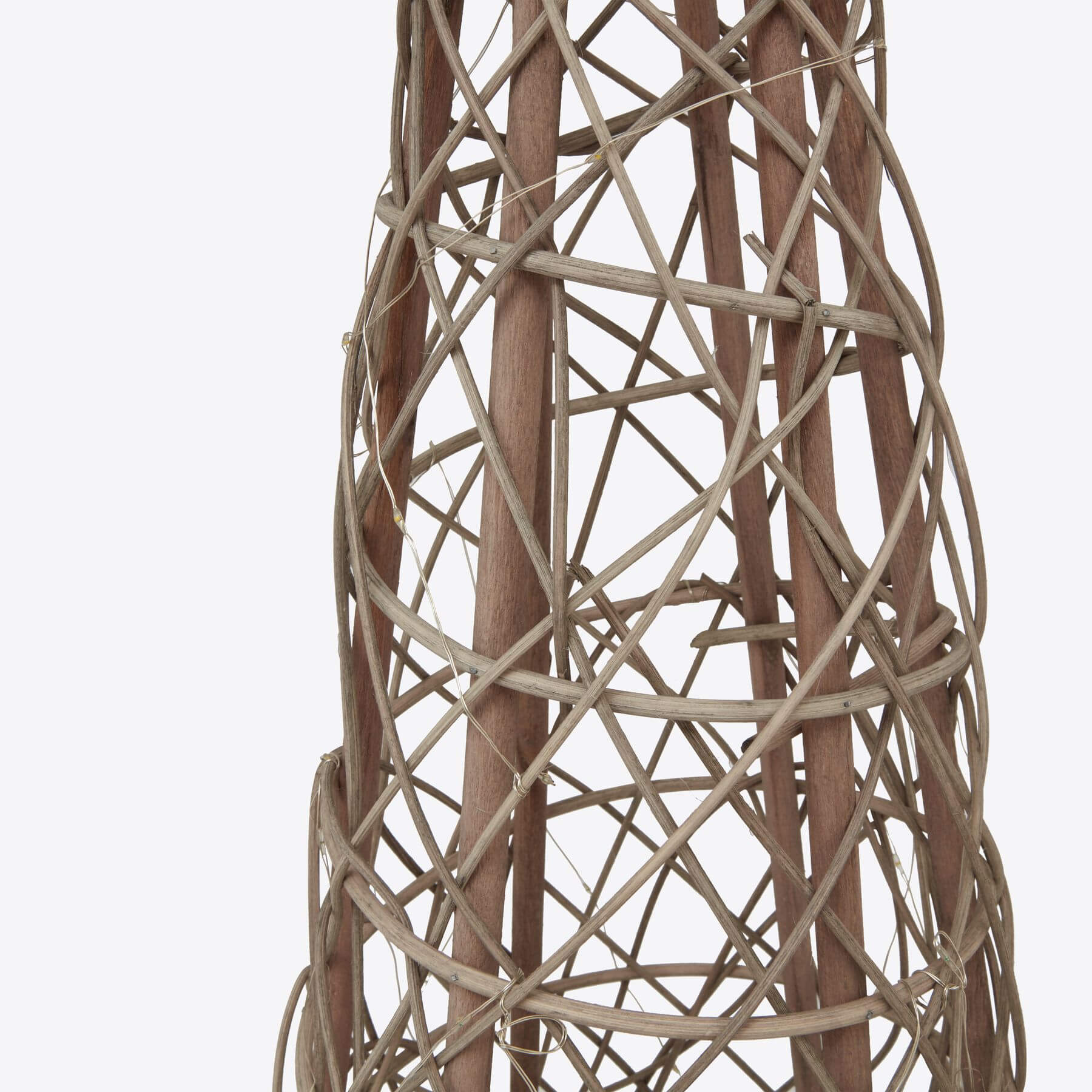 Mini Wicker Christmas Tree with Star and Warm LED Light