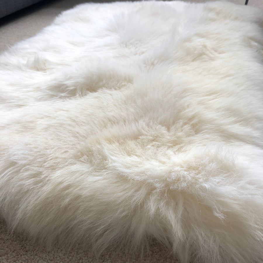 Premium British Sheepskin Rug in Ivory Cream White, Soft Plush Fur, Straight Edges, 55cm x 85cm, Luxury Home Decor by Wildash London at brixbailey.com