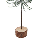 Mini Snowy Spindle Christmas Tree with Rustic Wooden Base