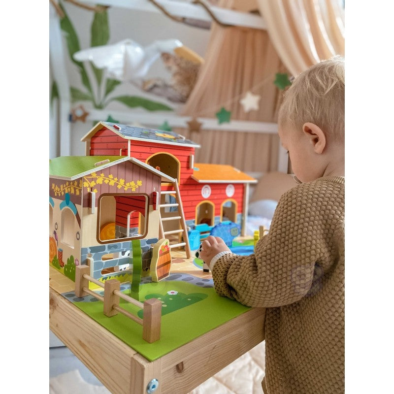 Green Wooden Farm Play Set 18 Piece