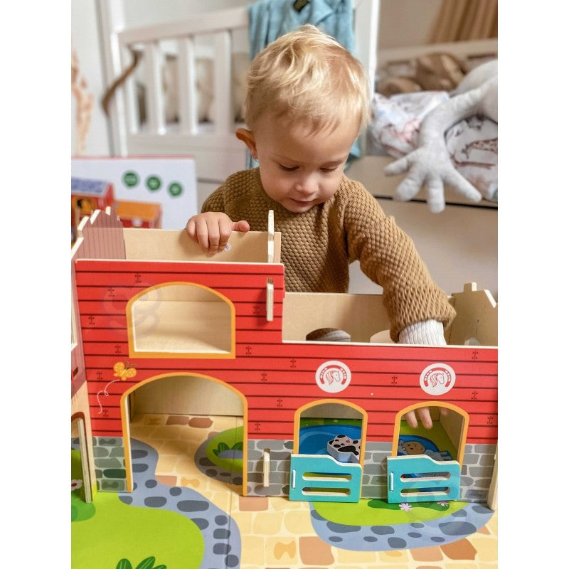 Green Wooden Farm Play Set 18 Piece