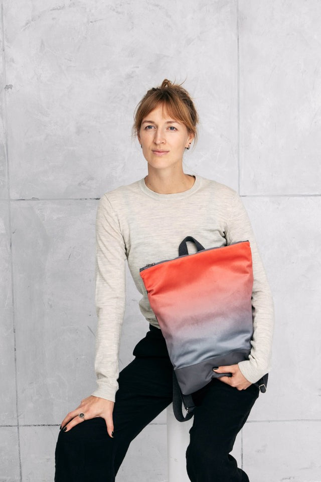 Salmon Faux Leather Backpack