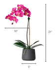 Artificial orchid plant - pink phalaenopsis orchid in black pot - 21"
