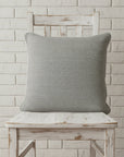 Grey Herringbone Wool Cushion with Piped Edges
