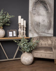 Elegant Large Stone Ceramic Candle Holder | Modern Home Decor
