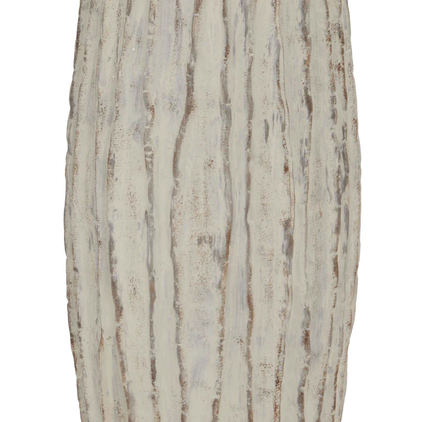 Tall Washed Cream Ceramic Ribbed Vase