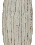Tall Washed Cream Ceramic Ribbed Vase